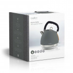 Nedis Elkedel | 1.8 l | Soft-Touch | Grå | Drejelig 360 grader | Skjult varmeelement | Strix®-controller | Beskyttelse mod kogetørring