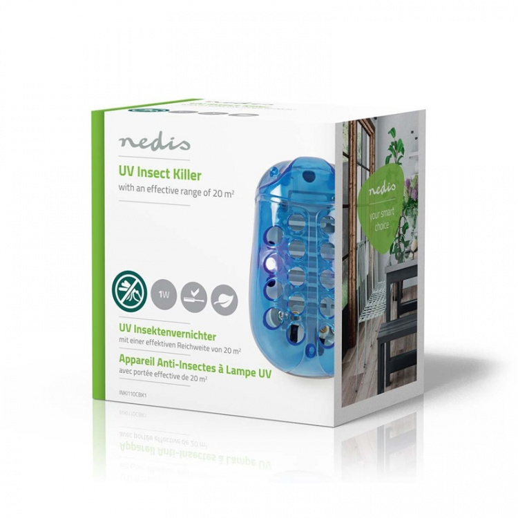 Nedis Myggefælde | 1 W | Lampe Type: LED Light | Effektiv rækkevidde: 20 m² | Blå / Hvid