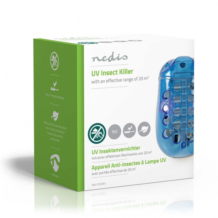 Nedis Myggefælde | 1 W | Lampe Type: LED Light | Effektiv rækkevidde: 20 m² | Blå / Hvid