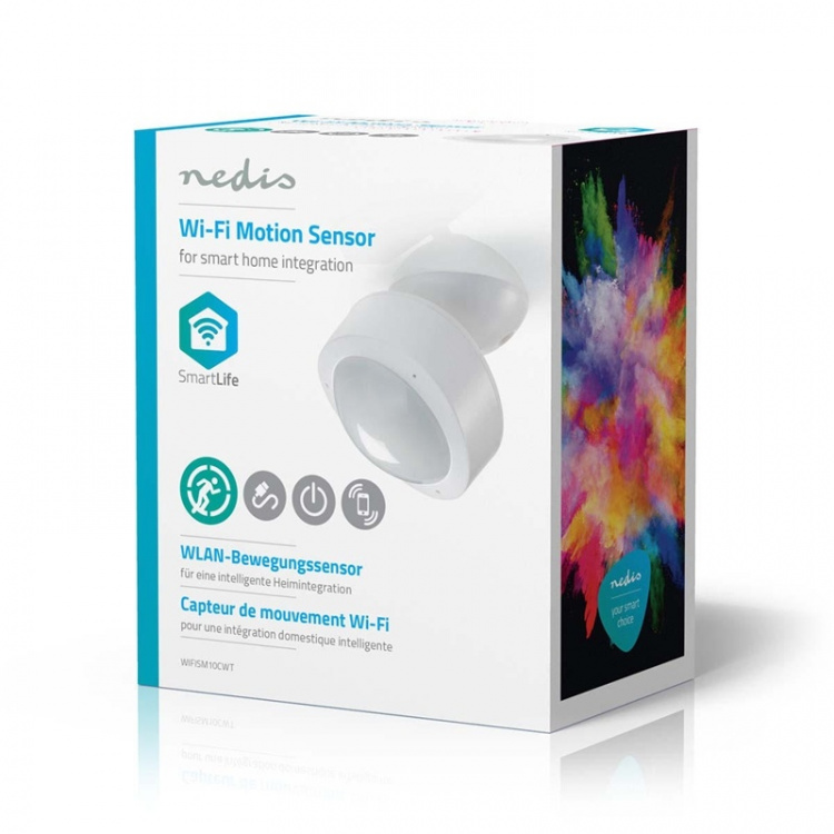 Nedis SmartLife Bevægelses Sensor | Wi-Fi | Batteri / Strømforsyning | Detektorvinkel: 120 ° | Detektorområde: 10.0 m | Hvid