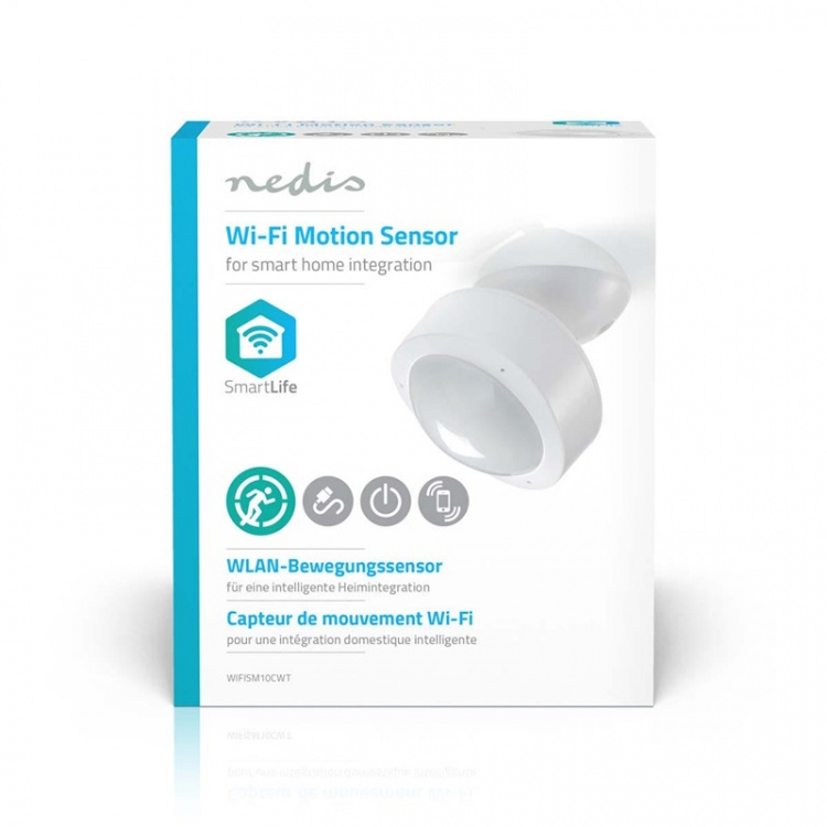 Nedis SmartLife Bevægelses Sensor | Wi-Fi | Batteri / Strømforsyning | Detektorvinkel: 120 ° | Detektorområde: 10.0 m | Hvid