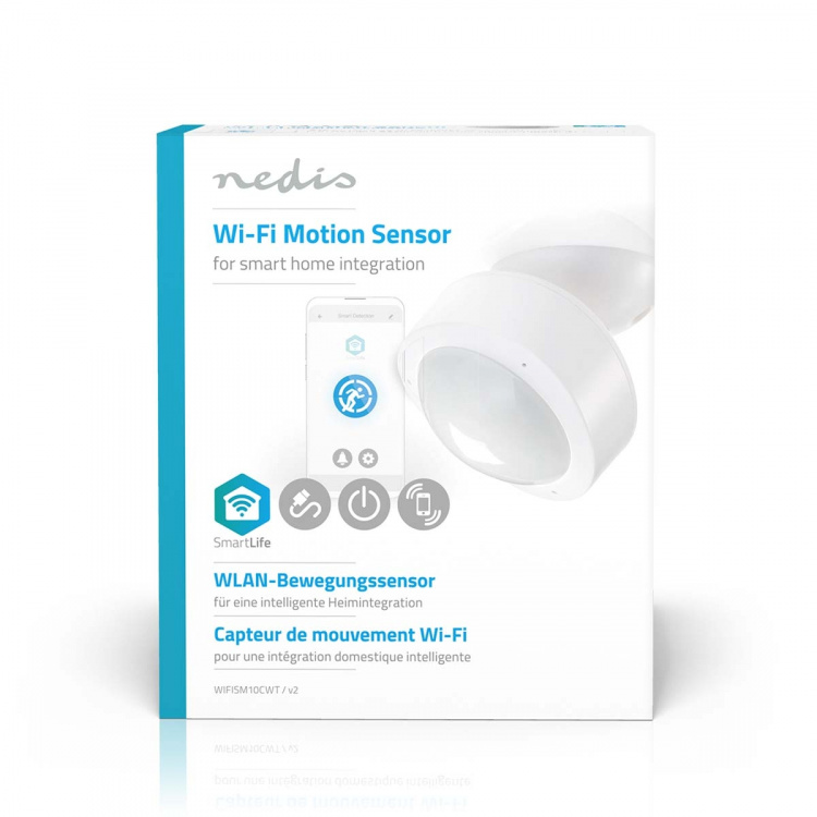 Nedis SmartLife Bevægelses Sensor | Wi-Fi | Batteri / Strømforsyning | Detektorvinkel: 120 ° | Detektorområde: 10.0 m | Hvid