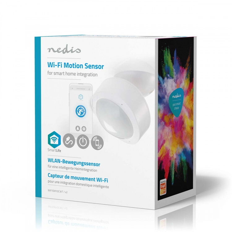 Nedis SmartLife Bevægelses Sensor | Wi-Fi | Batteri / Strømforsyning | Detektorvinkel: 120 ° | Detektorområde: 10.0 m | Hvid