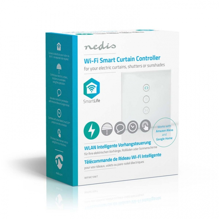 Nedis SmartLife Vægkontakt | Gardin / Lukker / Solskærm | Vægbeslag | 300 W | Android™ / IOS | Glas | Hvid Nedis SmartLife Vægkontakt | Gardin / Lukker / Solskærm | Vægbeslag | 300 W | Android™ / IOS | Glas | Hvid