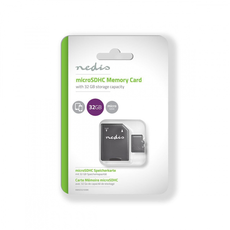 Nedis microSD-hukommelseskort | microSDHC | 32 GB | Skrivehastighed: 50 MB/s | Læs hastighed: 100 MB/s | UHS-I | SD adapter inkluderet