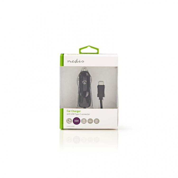 Nedis Biloplader | 15 W | 1x 3.0 A | Antal output: 1 | USB-C™ (Fixed) kabel | 1.00 m | Single Voltage Output