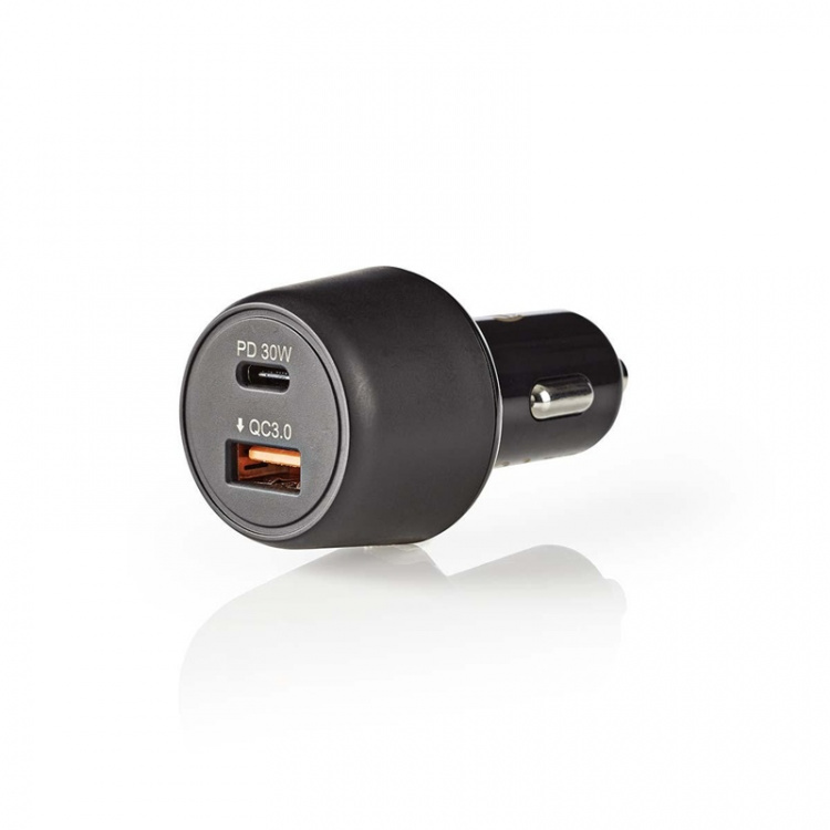Nedis Biloplader | 48 W | 2x 3.0 A | Antal output: 2 | Porttype: USB-A / USB-C™ | | Automatisk Valgt Spænding