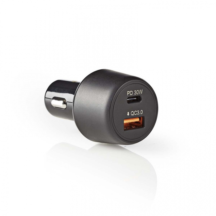 Nedis Biloplader | 48 W | 2x 3.0 A | Antal output: 2 | Porttype: USB-A / USB-C™ | | Automatisk Valgt Spænding