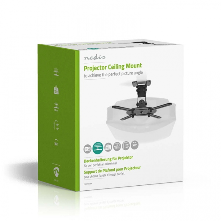 Nedis Projektor Beslag | Fuldt Bevægeligt | 10 kg | Kan drejes | Vipbar | Stål | Sort