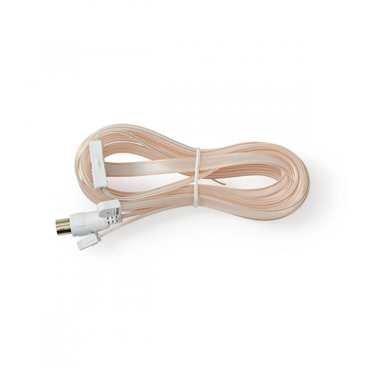 Nedis Coax Cable | IEC (Coax) Han | Open | Nikkelplateret | 50 Ohm | Uskærmet | 1.90 m | Fladt | PVC | Hvid | Box