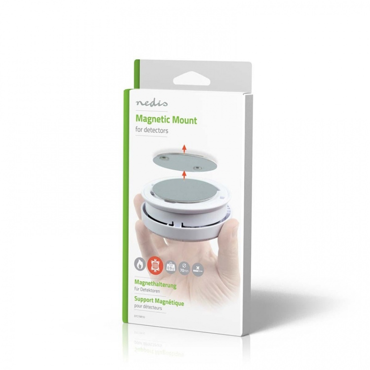 Nedis Detektormontering | Diameter: 70 mm | Magnetisk | Tape | Sølv
