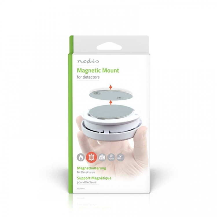 Nedis Detektormontering | Diameter: 70 mm | Magnetisk | Tape | Sølv