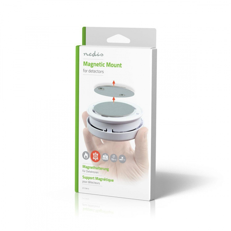 Nedis Detektormontering | Diameter: 70 mm | Magnetisk | Tape | Sølv