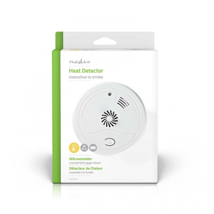 Nedis Heat Alarm | Batteri | Batteri levetid op til: 1 År | Med testknap | 85 dB | ABS | Hvid
