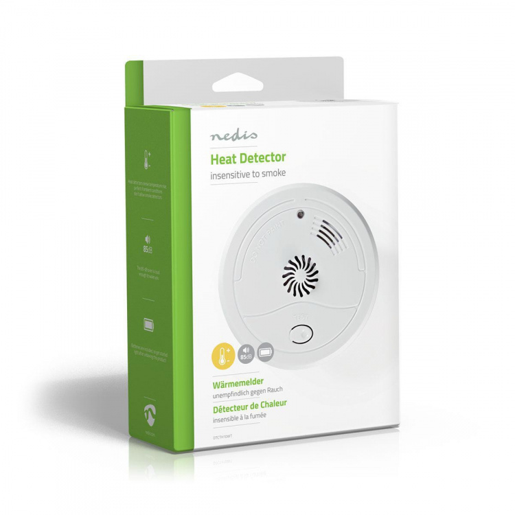 Nedis Heat Alarm | Batteri | Batteri levetid op til: 1 År | Med testknap | 85 dB | ABS | Hvid