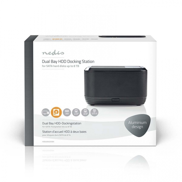 Nedis Harddisk Dockingstation | USB 3.0 | USB Type-A | 2 Diske | 2.5 / 3.5 