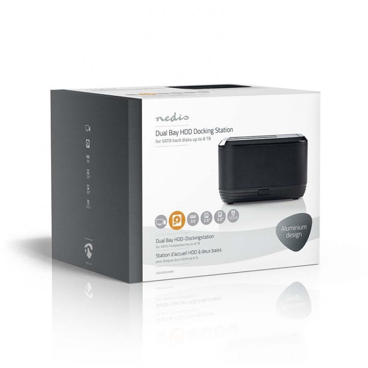 Nedis Harddisk Dockingstation | USB 3.0 | USB Type-A | 2 Diske | 2.5 / 3.5 