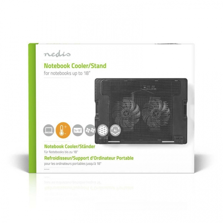 Nedis Stander til Notebook | Antal ventilatorer: 2 | USB Drevet | Antal vinkler: 4 | 18 