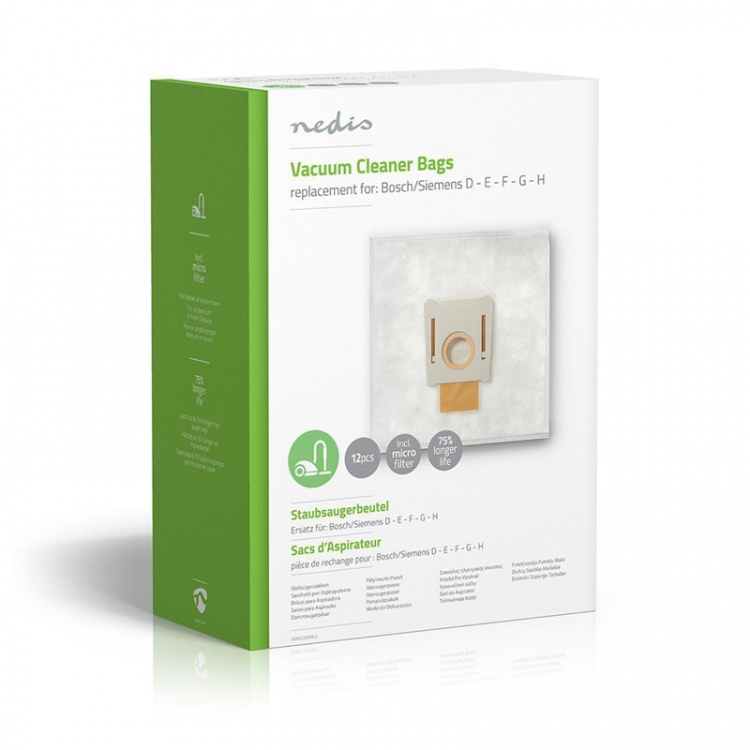 Nedis Støvsugerpose | 12 stk. | Syntetisk | Mest solgt for: Bosch / Siemens | Hvid