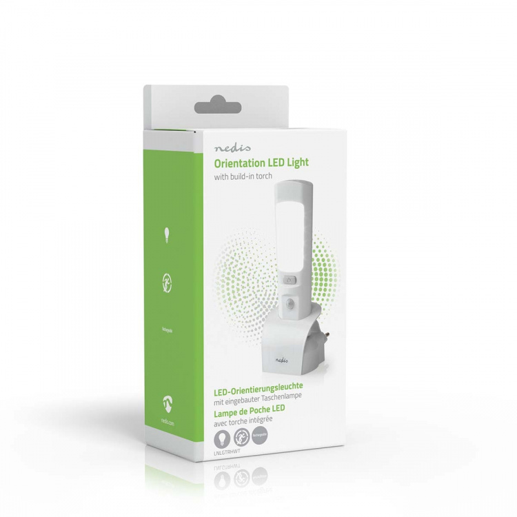 Nedis Orientering LED Lys og Torch | Strømforsyning | 220 - 240 V AC 50 Hz | 1.30 W | Nominel lysstrøm: 37 lm | Lysområde: 3 m | Stråler Vinkel: 71 ° | LED Lygte