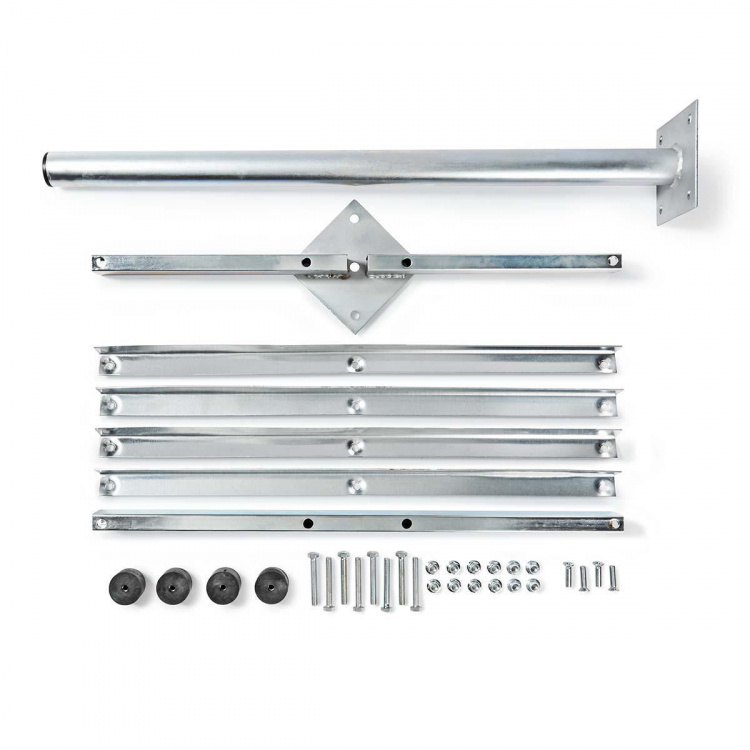 Nedis Satellit Balkon Stand | mast længde: 0.75 m | Maksimal størrelse: 90.0 cm | Bundpladestørrelse: 4 x 30 x 30 cm | Stål | Sølv