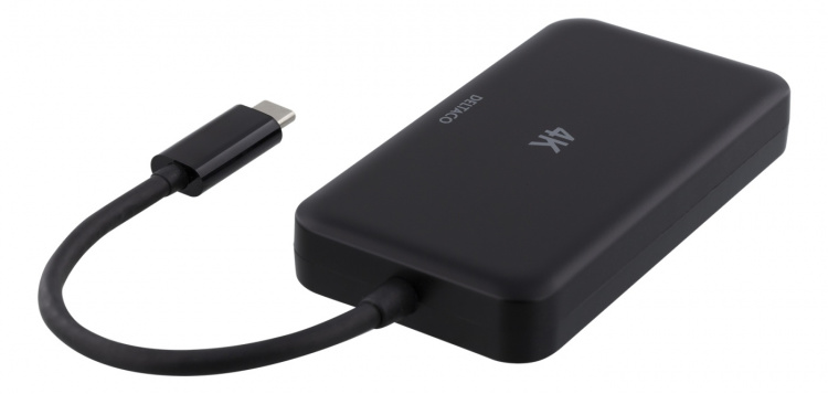 DELTACO USB-C to HDMI/DP/DVI/VGA adapter, 4K, DP Alt Mode, black