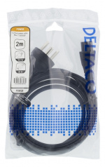 DELTACO Power cable, 2m, DK 2-5a to IEC C5, 2,4A, grounded, black