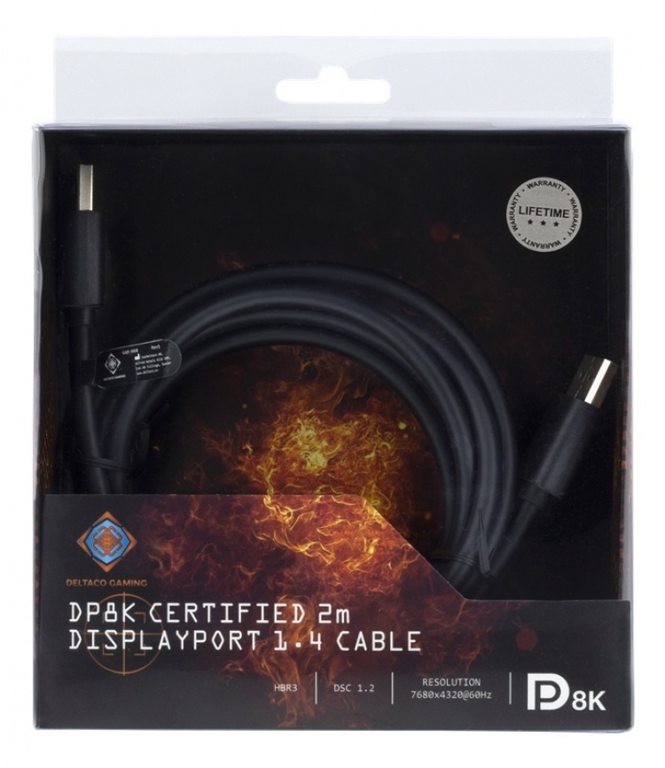 DELTACO GAMING DisplayPort cable, 7680x4320 60Hz, 2m, black