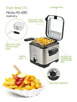 Mesko frituregryde med termostat, 1,5 liter