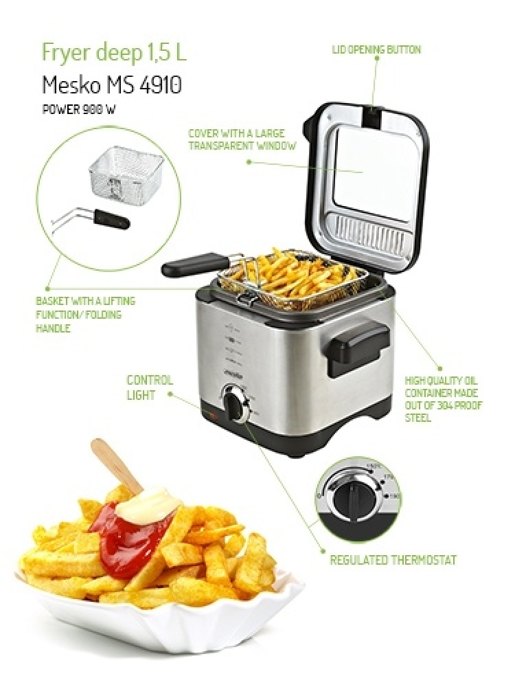 Mesko frituregryde med termostat, 1,5 liter