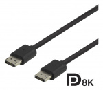 DELTACO DisplayPort kabel, DP 1.4, 7680x4320 i 60Hz, 1,5m, svart