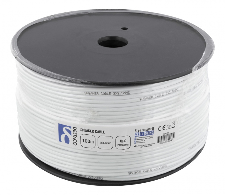 DELTACO speaker cable, 2x2,5mm2, open ends, conductor of pure copper,