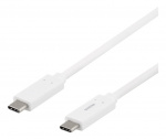 DELTACO USB-C to USB-C cable, 1m, 1.5A, , USB 3.1 Gen, E-Marker, white