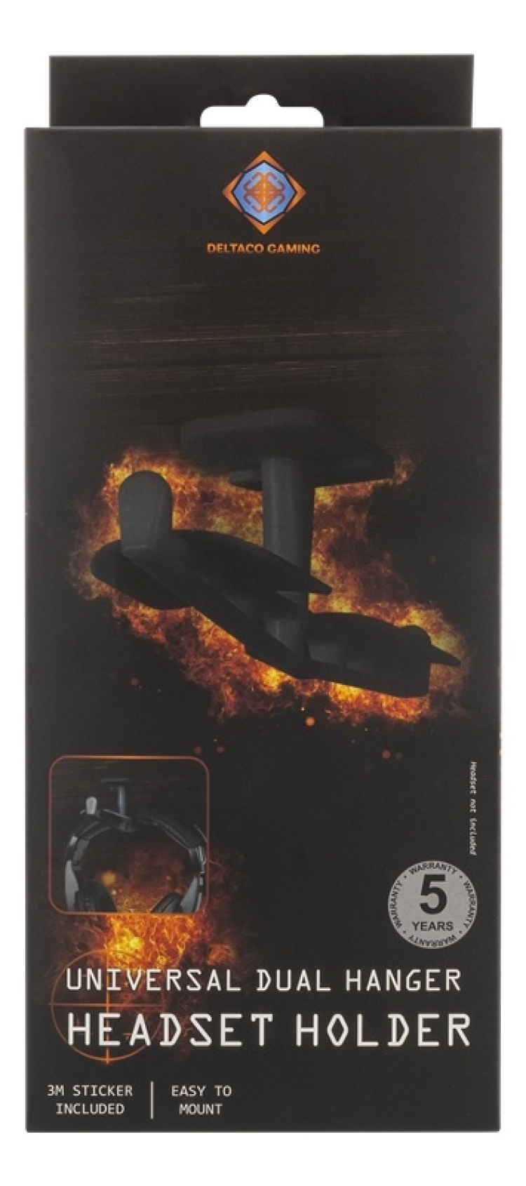 DELTACO GAMING Headset hanger for two headsets, ABS plastic, 3M, black