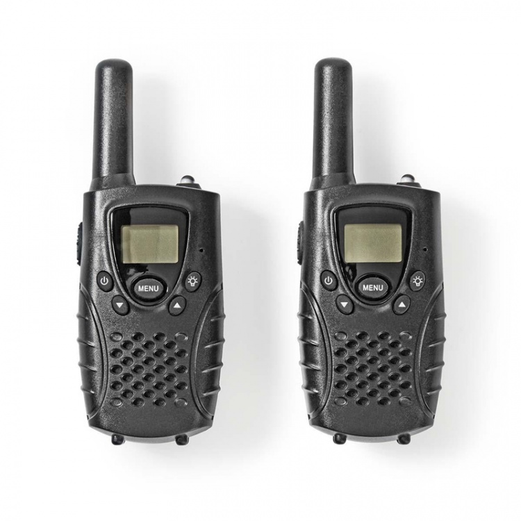 Nedis Walkie-talkie Set | 2 Håndsæt | 8000 m | Antal frekvenskanaler: 8 | PTT / VOX | 150 min | Hovedtelefonudgang | Sort