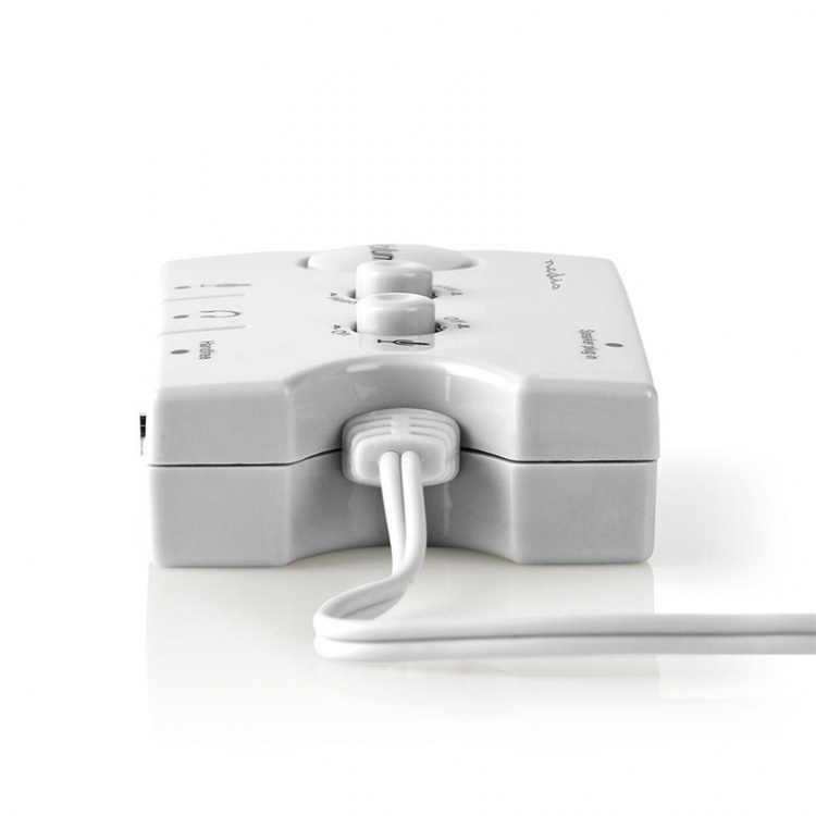 Nedis Audio omskifter | Indgang til lyd- / video- / dataforbindelser: 2x 3.5 mm Male | Audio / video / dataforbindelser output: 2.5 mm Female / 3x 3.5 mm Female | Funktionsstyring: Manual | Antal knapper: 3