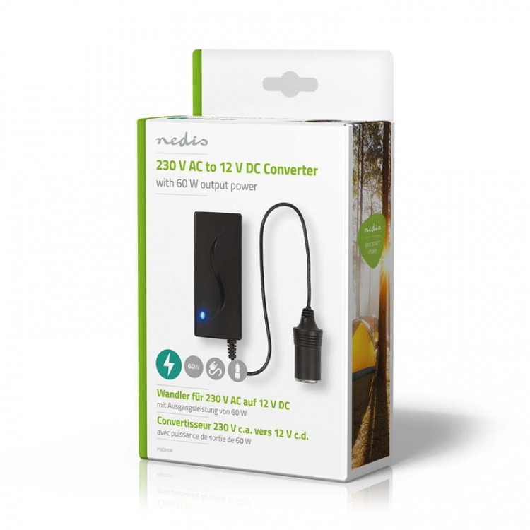 Nedis Power Converter | Strømforsyning | 230 V AC 50 Hz | 12 V DC | 60 W | EU stik | Sort