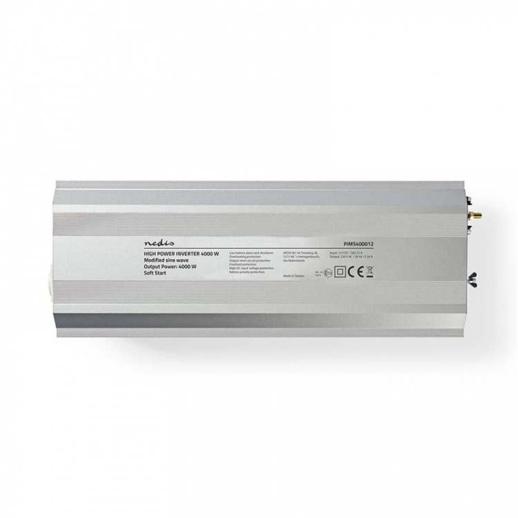 Nedis Power Inverter Modificeret sinus | Indgangsspænding: 12 V DC | Enhedens strømudgangsforbindelse: Type F (CEE 7/3) | 230 V AC 50 Hz | 4000 W | Peak-effekt: 8000 W | Skrueterminal | Sølv