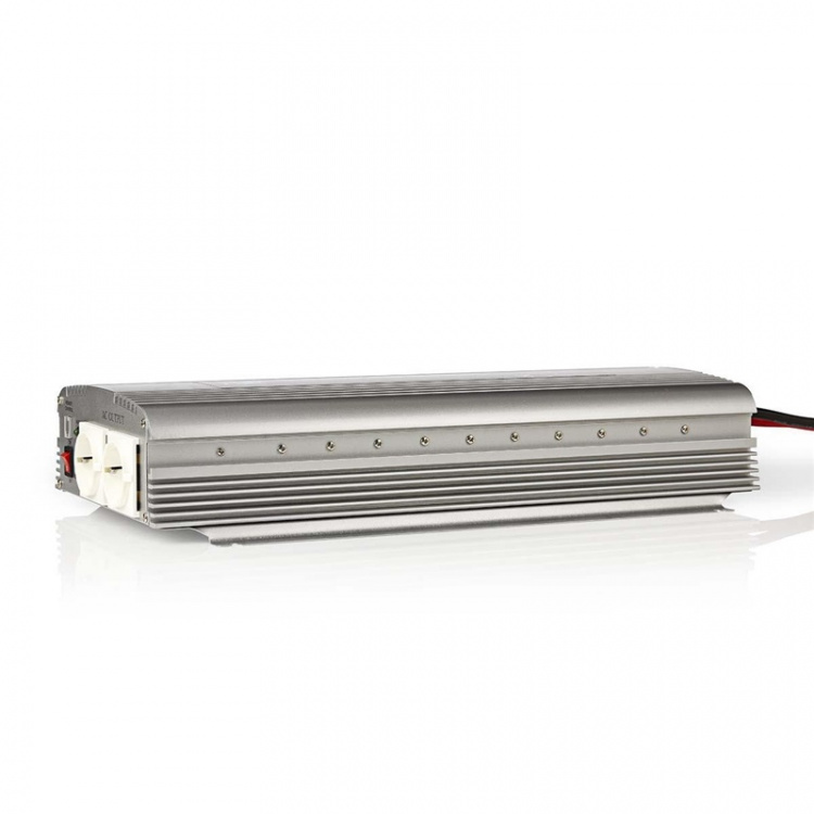 Nedis Power Inverter Modificeret sinus | Indgangsspænding: 24 V DC | Enhedens strømudgangsforbindelse: Type F (CEE 7/3) | 230 V AC 50 Hz | 1700 W | Peak-effekt: 3000 W | Skrueterminal | Sølv