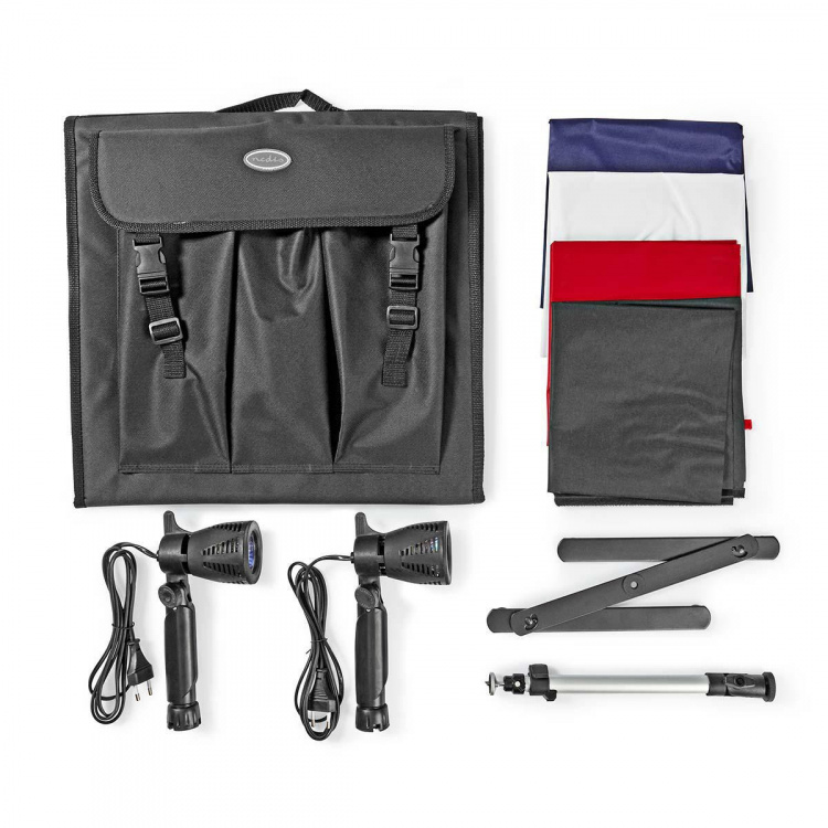 Nedis Fotostudie Kit | 400 lm | Sammenfoldelig | Baggrunde inkluderet | Rejsetaske inkluderet | Sort