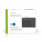 Analog lyd switch | 4-Port port(s) | Tilslutninger indgang: 1x 3.5 mm / 3x (2x RCA Hun) | Tilslutninger udgang: 1x (2x RCA Female) | Manual | Metal | Sort