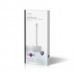 Nedis USB Multi-Port Adapter | 3-in-1 | USB 3.2 Gen 1 | USB-C™ Han | USB-A Hun / USB-C™ Hun / VGA Hun | 5 Gbps | 0.20 m | Runde | Guldplateret | Flettet / Nylon | Sølv | Cover Window Box