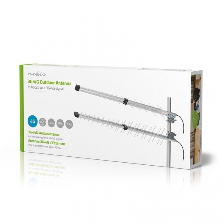 Nedis 4G / 3G antenne | 5G | Udendørs | 698 - 3800 MHz | Forstærkning: 15 dB | 0.30 m | Sølv