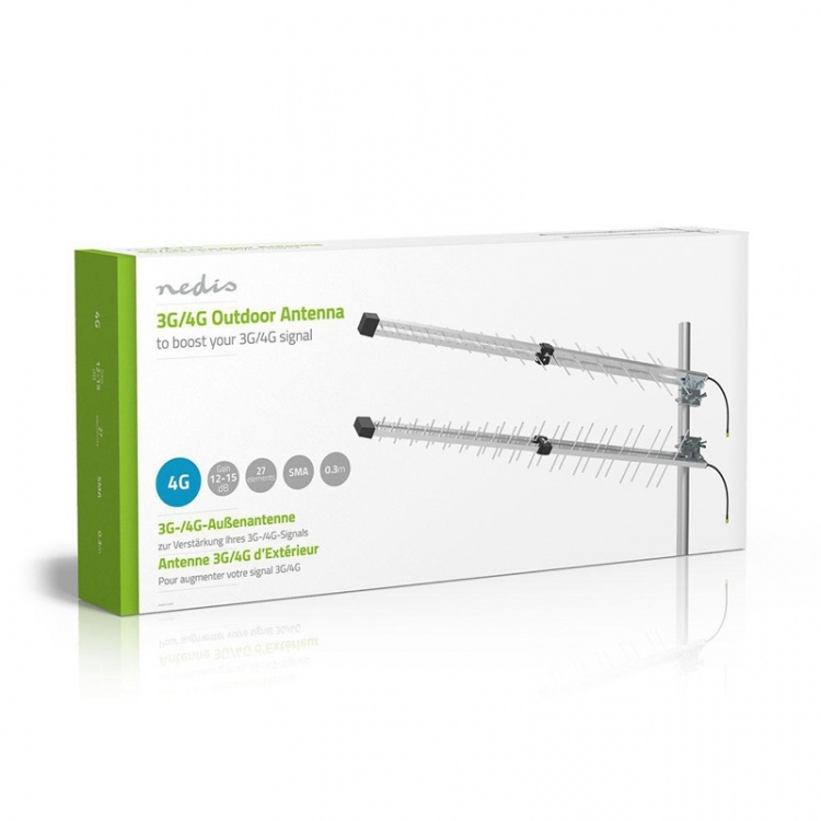 Nedis 4G / 3G antenne | 5G | Udendørs | 698 - 3800 MHz | Forstærkning: 15 dB | 0.30 m | Sølv