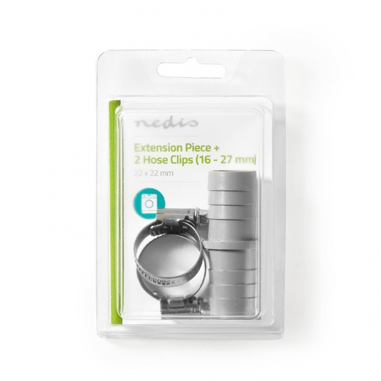 Nedis Forlængerstykke med 2 slangeklemmer | 22 mm | 22 mm | Grå / Metal