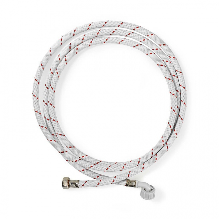 Nedis Nylon Indløbsslange | 1/2\'\' | 3/4\'\' | 10 Bar | 90 °C | 2.50 m | Ansøgning: Tallerken / Vaskemaskine | Nylon | Hvid / Rød