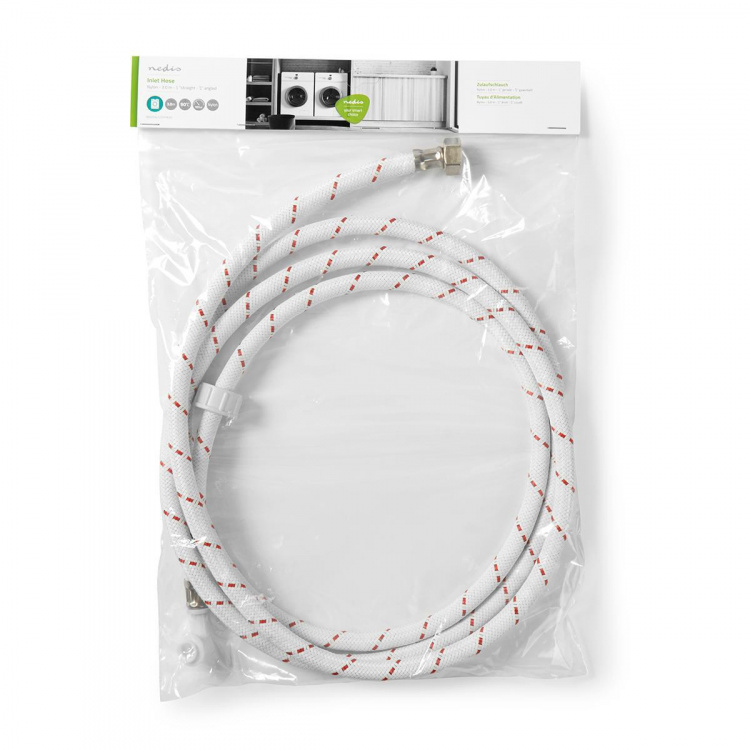 Nedis Nylon Indløbsslange | 1/2\'\' | 3/4\'\' | 10 Bar | 90 °C | 3.00 m | Ansøgning: Tallerken / Vaskemaskine | Nylon | Hvid / Rød