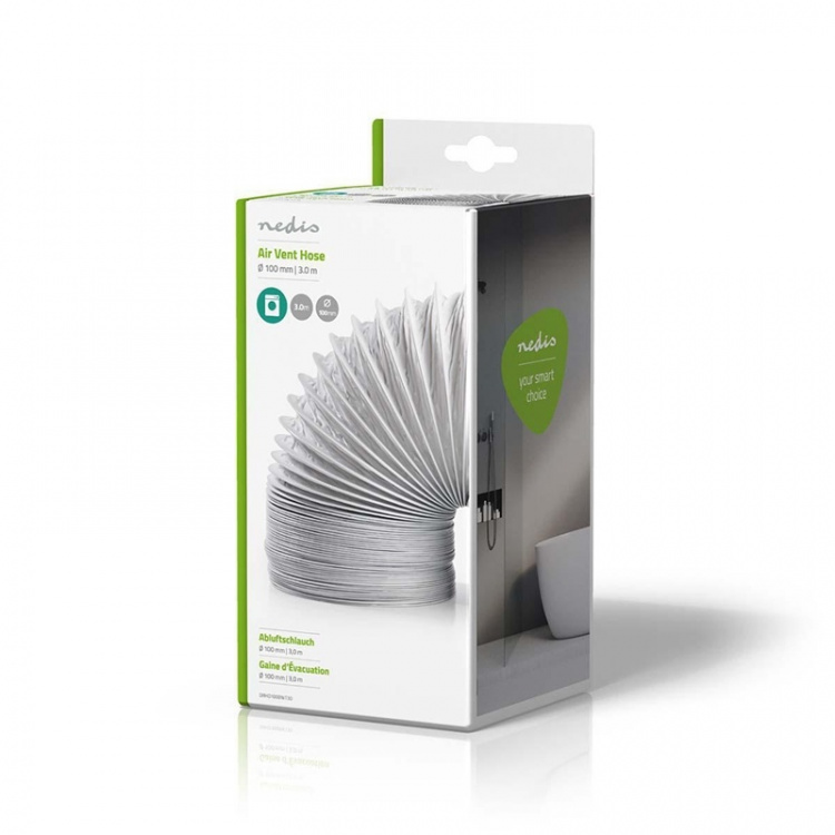 Nedis Aftræksslange PVC | 100 mm | 3.00 m | Egnet: Air Ventilation / Tumble Dryers | Hvid