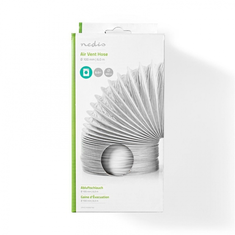 Nedis Aftræksslange PVC | 100 mm | 6.00 m | Egnet: Air Ventilation / Tumble Dryers | Hvid