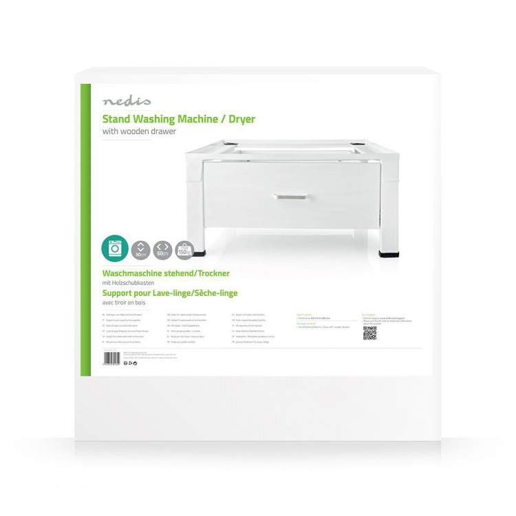 Nedis Stativ til vaskemaskine og tørretumbler | Skuffe | 150 kg | Hvid